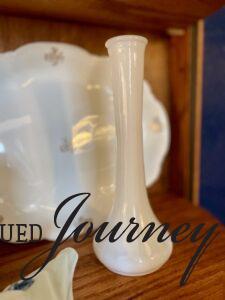 a vintage milk glass vase found thrifted for Easter decor