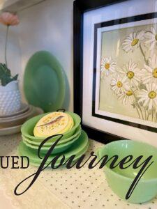 vintage jadeite used for Easter decorating