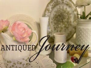 vintage decor accessories used for Spring shelf decor