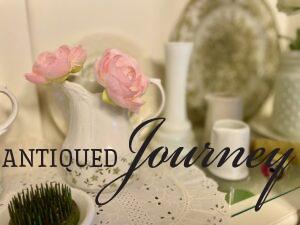 living room shelf decor for Spring with vintage finds