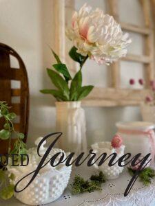 simple spring style with vintage decor and milk glass