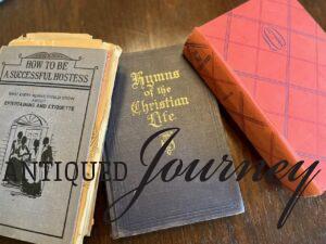 vintage books found secondhand for vintage decorating