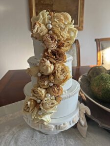 faux cake made from old cooke tins