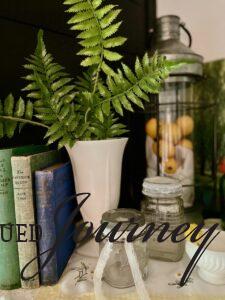 mantel decor for summer with vintage items