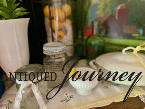vintage jars used for a summer mantel display