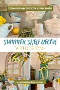 vintage shelf decor with lemons