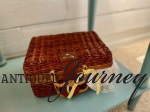 thrifted basket for a bedroom space