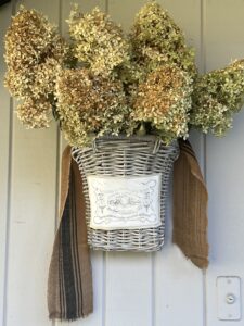 fall blooms with thrifted basket