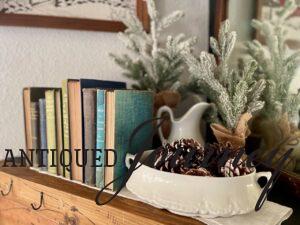 vintage decor for home with a vintage pitcher on a mantel