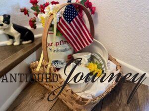 thrifted basket used for decor 