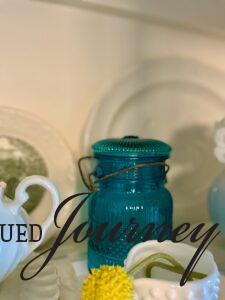 vintage blue glass jar for low budget decor