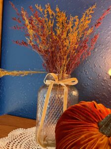 vintage glass jar styled for fall decor
