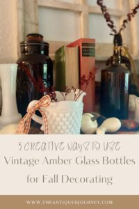 colored vintage glass bottles for fall decor 