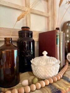 amber bottles with faux wheat 