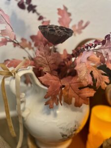fall entryway decor floral arrangement