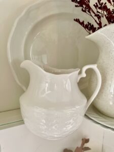 vintage ironstone pitcher for cheap fall decor ideas