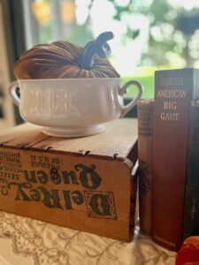 vintage wooden box for fall decorating
