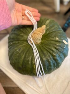 prepare yarn for pumpkin DIY
