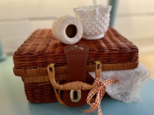 fall basket decor in a bedroom 