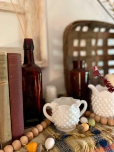 vintage tobacco basket decor for fall