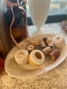 vintage thread spools for frugal fall decor