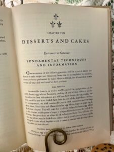 desserts and cakes section from Julia Child's cookbook