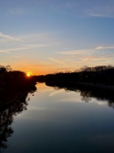 sunset over river