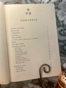table of contents from Mastering the Art of French Cooking