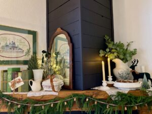 vintage mantel decor for Christmas