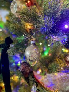 vintage Shiny Brite ornament on a tree