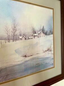 vintage watercolor art from the thrift store for eco-friendly homes