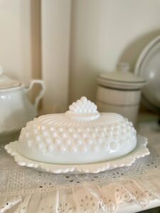 vintage decor milk glass butter dish for a collector