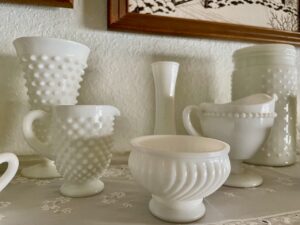 milk glass decor for winter