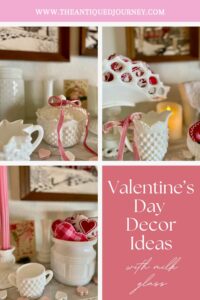 milk glass vases for Valentine's day decor