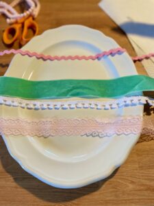 easter egg craft with thrifted ironstone platters