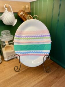 homemade Easter decor styled on kitchen counter