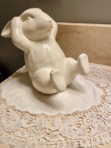 a vintage lace doily styled on a counter