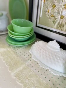 vintage lace linen styled for spring