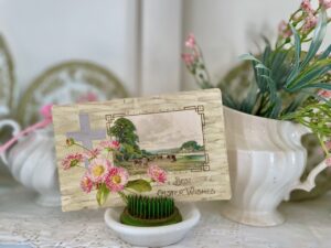 thrifted spring decor ideas with secondhand finds and antique ephemera