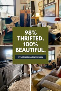 thrifted furniture and decor styled in a living room