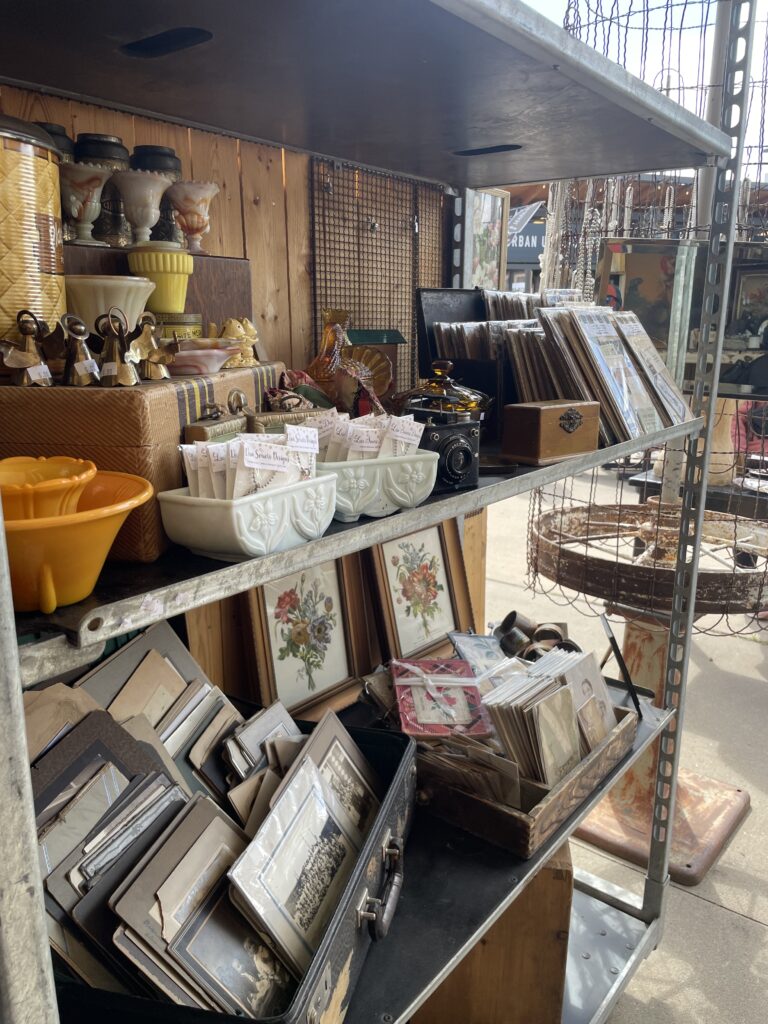 a vintage booth with antique and vintage decor finds