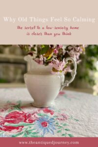 Thrifted vintage decor creating a screen-free home sanctuary