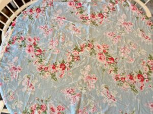 vintage thrifted tablecloth to use in a home for decor