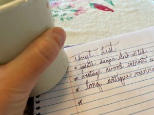 mindful thrift list with a vintage mug