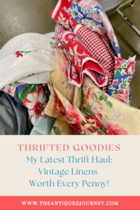 thrifted goodies featuring vintage linens-styling and cleaning tips