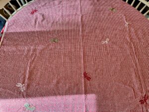vintage April Cornell red gingham table cloth from the thrift store