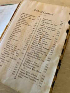 index of an antique cookbook inherited from my grandma