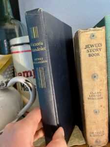 thrifted antique blue book for home decor