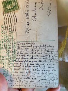 old postcard writing, dating back to 1910 to use for home decor
