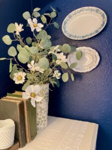 vintage summer decor in a bedroom vignette